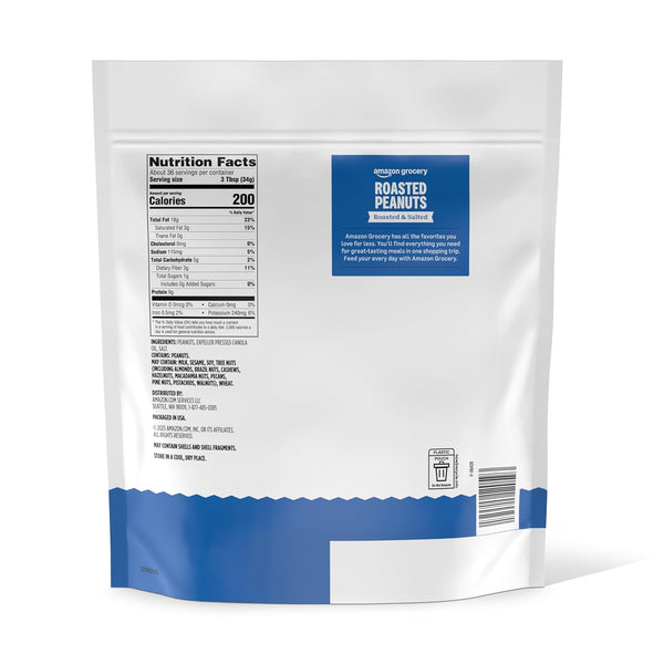 Amazon Grocery, Roasted Peanuts, Roasted & Salted, 44 Oz (Previously Happy Belly, Packaging May Vary)