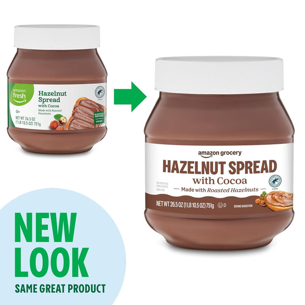 Amazon Grocery, Hazelnut Spread With Cocoa, 26.5 Oz