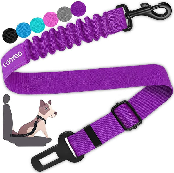 cooyoo dog seat belt 3 piece set adjustable nylon pet safety harness heavy duty elastic