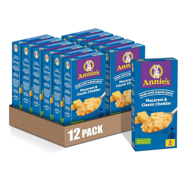 Annie's Organic Pasta Macaroni and Cheese with Real Cheddar, Quick Family Meal or Snack, 6 oz