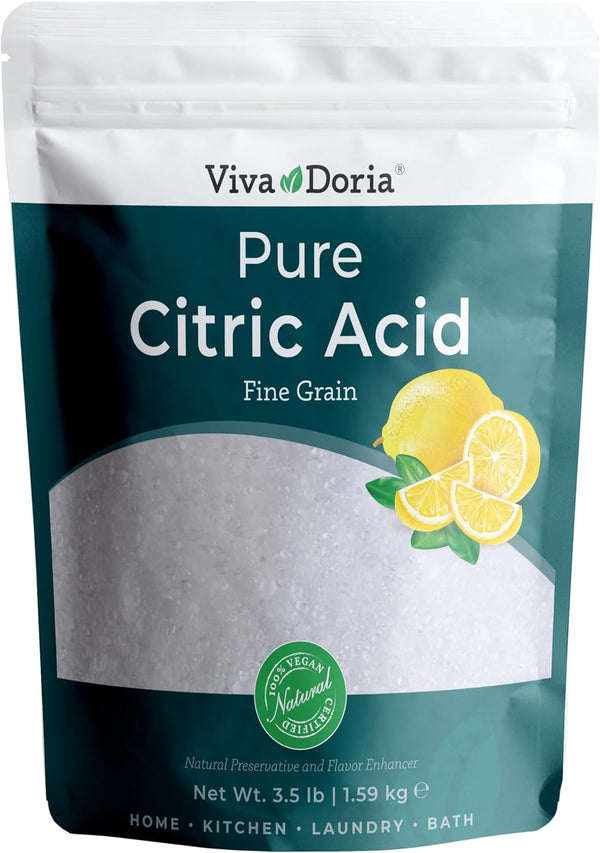 Viva Doria 100% Pure Citric Acid, Food Grade, Fine Grain, 2 lb (907 g) for Culinary and Beverage Applications