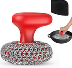 Purgreat Cast Iron Scrubber | Dish Scrub Brush | 316 Cleaner Chainmail Scrubber for Cast Iron Pan Skillet Cleaner - Dish Scouring Pad Dishwasher Safe Cleaning Kit, Black 02