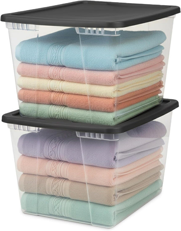 HOMZ 2-Pack Snaplock Storage Bins for Organization and Storage