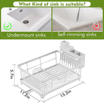 Space-Saving Dish Drying Rack for Kitchen Counters, White