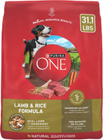 Purina ONE Dry Dog Food Lamb and Rice Formula, 31.1 lb Bag, Red Bag, Made in USA