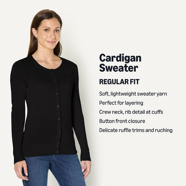 Amazon Essentials Women's Lightweight Crewneck Cardigan Sweater (Available in Plus Size)