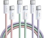 Lisen 5-pack usb c to c cable, 60w fast charging, 10ft for iphone 17, ipad, galaxy s25/s24