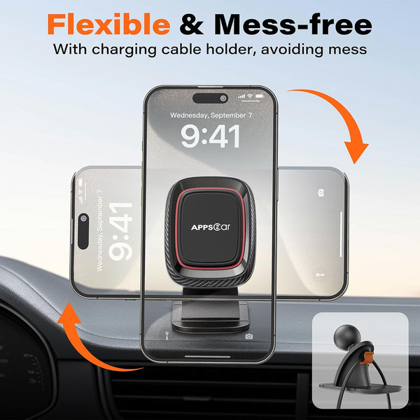 [2 Pack] Magnetic Phone Holder for Car, APPS2Car Dashboard Magnetic Car Phone Holder Mount with Strong VHB Adhesive Mounting, Requires Metal Plate for Use, Compatible with Most Phones(Not for Magsafe)