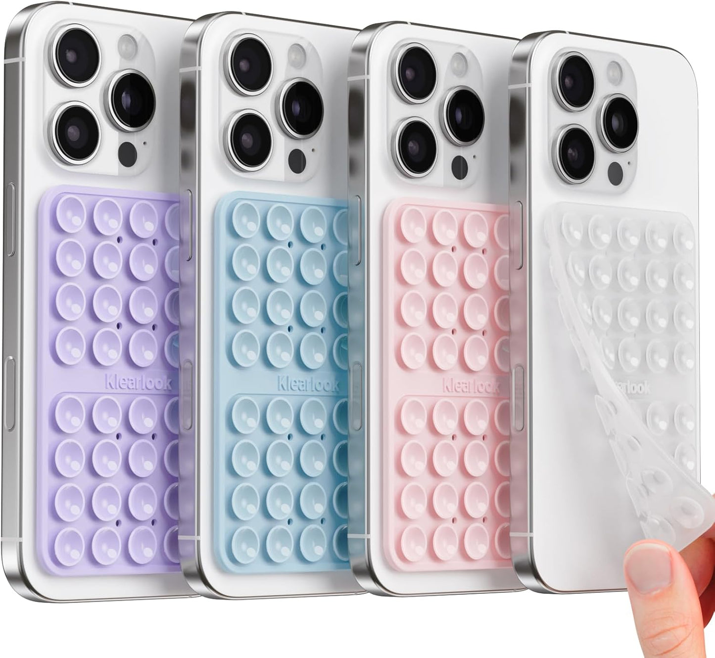 Klearlook Silicone Double-Sided Suction Cup Phone Case Detachable Mount, Sticky Phone Grip with Higher Suction Power for iPhone, Hands-Free Phone Accessories Holder for Selfies and Videos, Light Pink