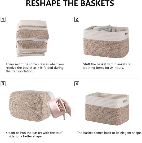 4 pack storage baskets for organizing, woven baskets for shelves, durable gift basket bins toy storage