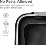 iris usa dog food storage container combo, 30 lbs & 11 lbs, airtight, stackable, wheels, black