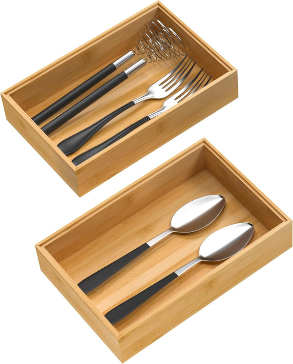 Bamboo drawer organizer for kitchen storage and organization