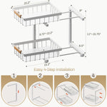 Adjustable Height Under Sink Organizer 2 Pack for Kitchen Bathroom