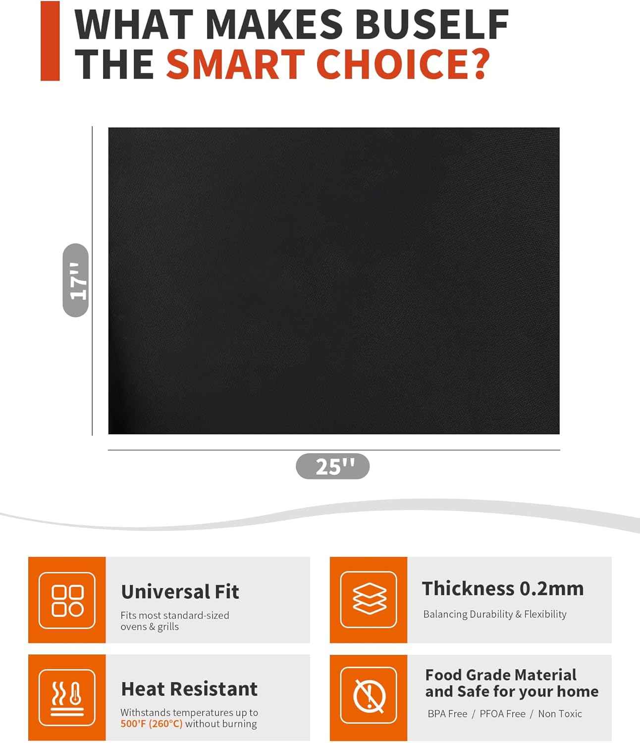 3 Pack Oven Liners for Bottom of Oven, 17x25" Large Heavy Duty Non-Stick Reusable Oven Mat for Electric, Gas, Toaster & Convection Ovens - BPA & PFOA Free, Dishwasher Safe, Kitchen Essentials, Black