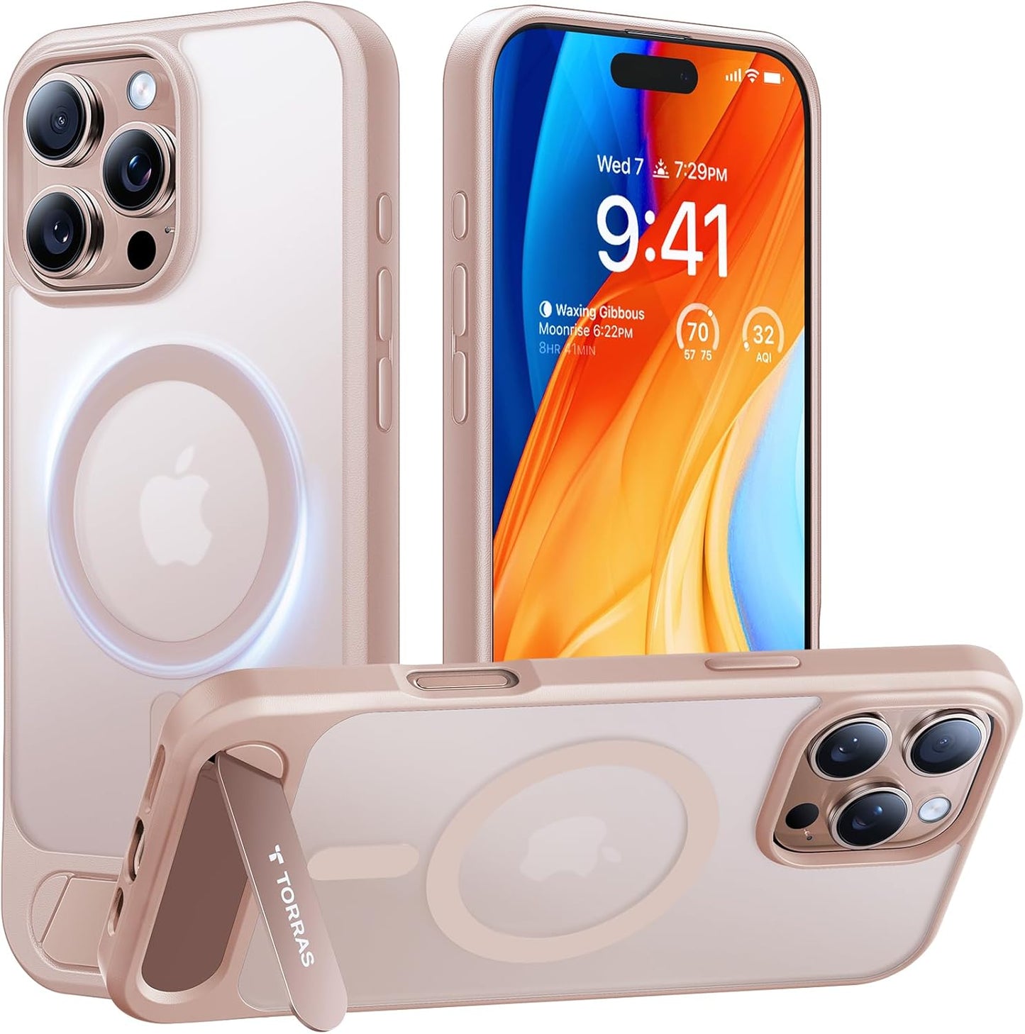 TORRAS Strong Magnetic & Seamless Stand for iPhone 17 Pro Max Case, Fit for MagSafe, Military Grade Drop Protection, Adjustable Kickstand Slim for iPhone 17 Pro Max Case Translucent Matte Deep Blue - Rayz Mart