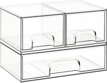 Clear Acrylic Stackable Storage Drawers for Bathroom, Kitchen, and Vanity