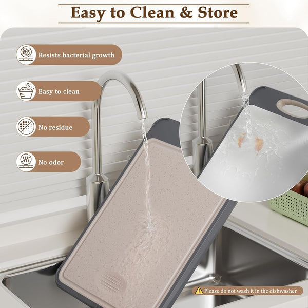 Kitchen cutting board with 304 stainless steel and wheat straw PP design