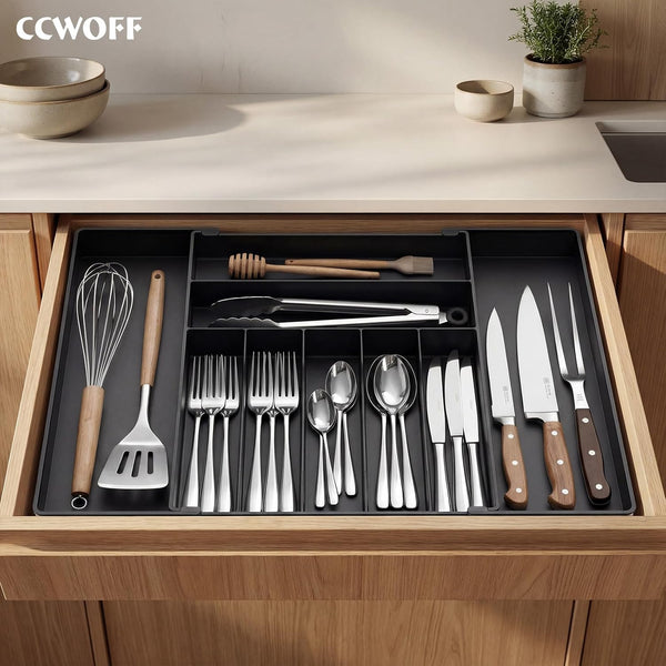 Extra Large Silverware Organizer for Kitchen Drawers and Utensil Holder