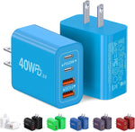 40W USB C Charger Block, 4-Port Fast Charging Brick for iPhone and Samsung Devices