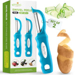 Spring Chef Premium Swivel Vegetable Peeler, Soft Grip Handle and Ultra Sharp Stainless Steel Blades - Perfect Kitchen Peeler For Veggie, Fruit, Potato, Carrot, Apple - Black