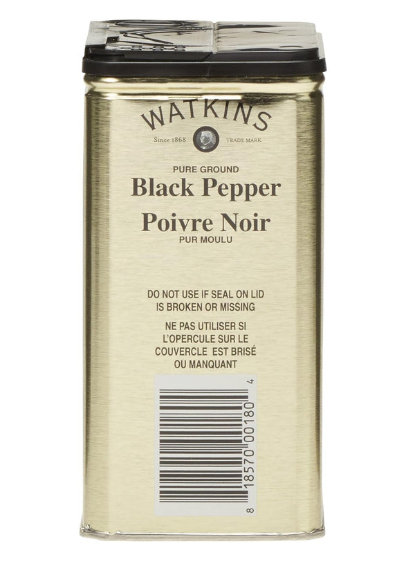 Watkins Pure Ground Black Pepper, 6 oz. Tin, Non-Gmo, Gluten-Free, Kosher, Handcrafted in USA