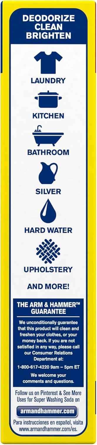 ARM & HAMMER Super Washing Soda Household Cleaner and Laundry Booster, 55 oz Box