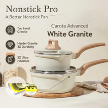 CAROTE 1.5Qt & 3.0Qt Nonstick Sauce Pan Sets with Lid Cooking Pots