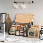 2 Set Stackable Wire Basket with Openable Top, Kitchen Counter, Pantry Organizer and Storage Produce Onion Potato Fruits Vegs Bread Food Snack Spice Organizing Bin for Cabinet Shelf Countertop Floor