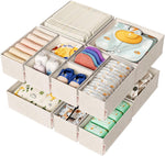 Cotton Linen Drawer Organizer for Baby Clothes, 12-Pack Multi-Size Nursery Dresser Dividers