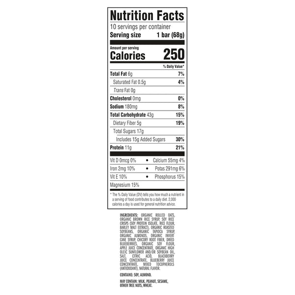 CLIF BAR Energy Protein Bars Blueberry Almond Crisp 10 Pack Non GMO