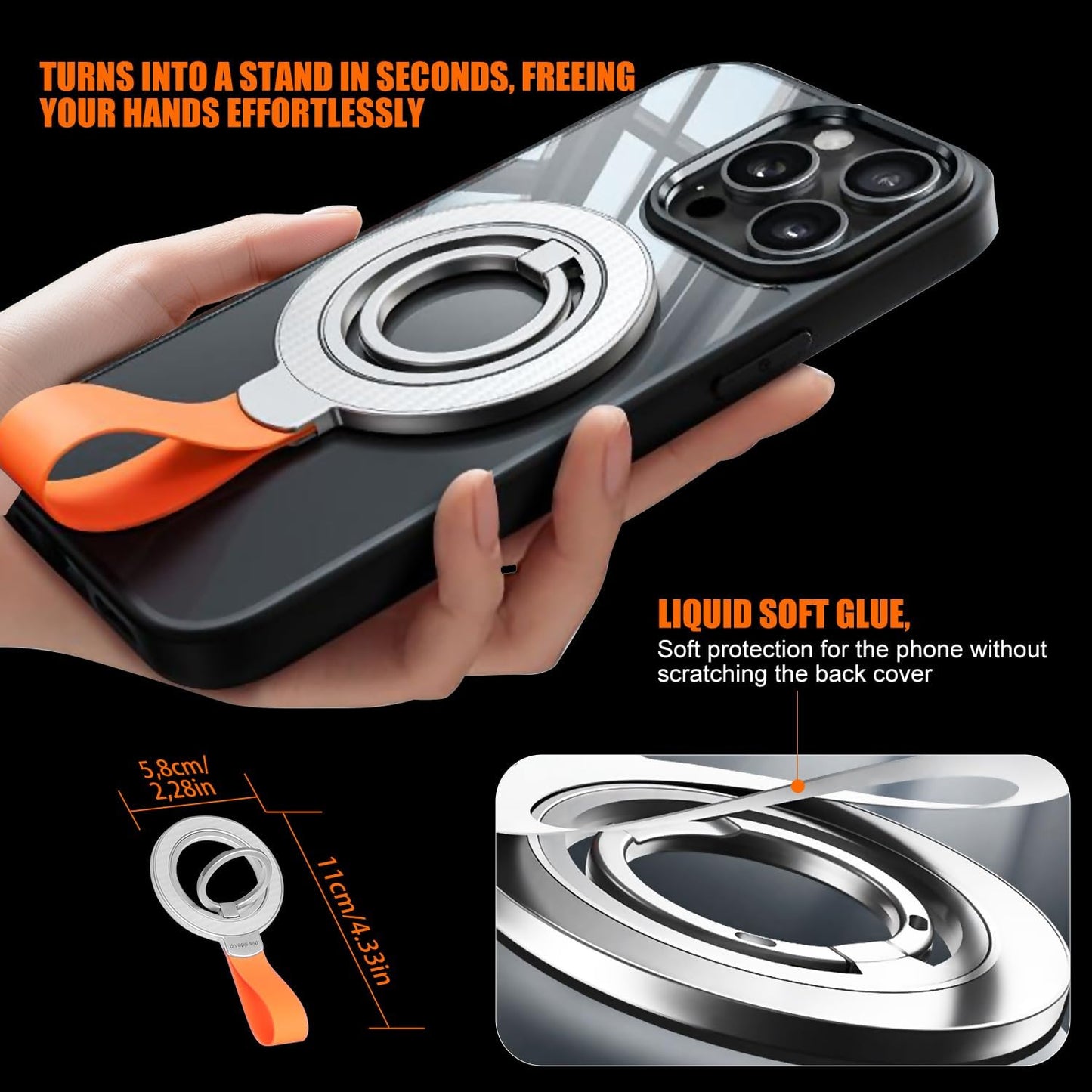 Magnetic Phone Grip Holder, Rotatable Magnetic Phone Ring Stand Holder, Magnet Cell Phone Grip Stand for iPhone 16 Pro/16/15/14/13/12