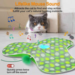 Interactive Concealed Feathers Cat Toy, Rechargeable, Touch Activated, Real Mouse Squeaky, Indoor Exercise Toy for Adult Cats