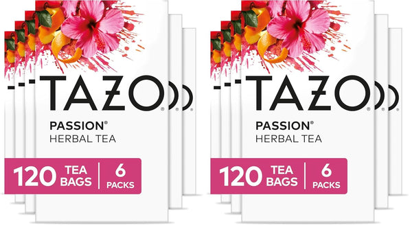 TAZO Passion Herbal Tea Bags 120-Count Caffeine-Free Tropical Blend