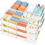 DIMJ Drawer Organizer Clothes, 12 Pack Dresser Organizer, Foldable Closet Organizers and Storage, Fabric Dresser Bins, Drawer Dividers for Nursery, Baby Clothes, Underwears, Sock (Beige)