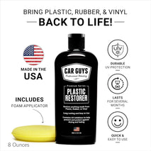 car guys 8 oz plastic trim restorer with foam applicator for interior exterior surfaces