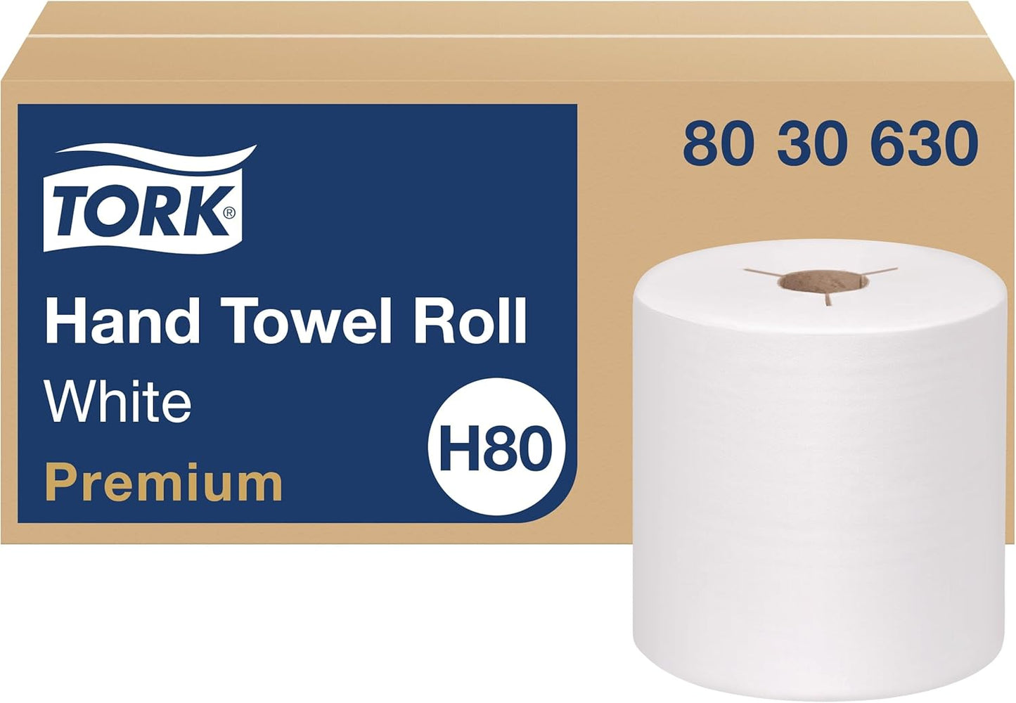 Tork Universal Hand Towel Roll White, Compatible with H21 Dispensers, 100% Recycled Fiber 6 Rolls x 800 Ft (RB8002)