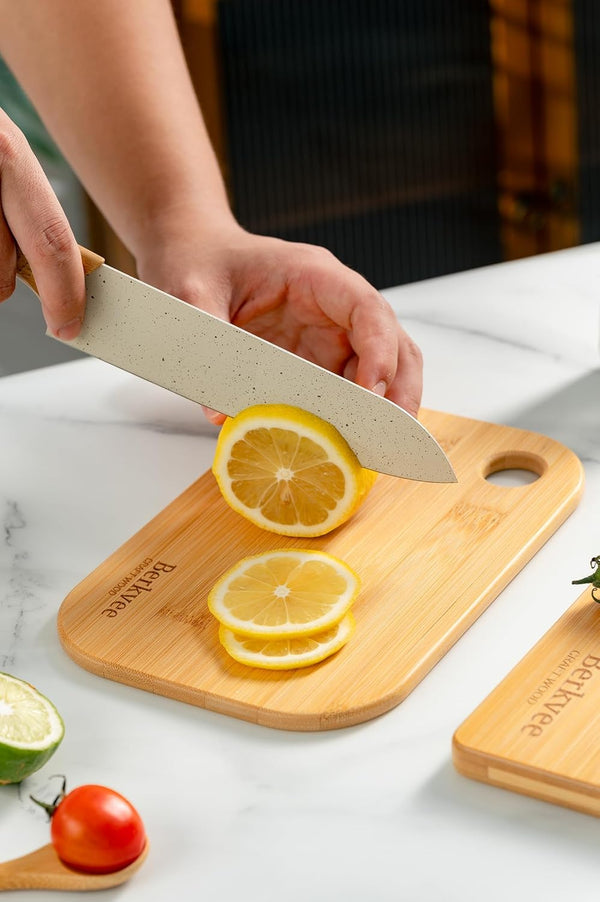 Berkvee small bamboo cutting board set, 2 PCs, FSC-certified, lightweight, BPA free