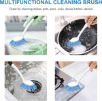 SetSail Dish Brush with Handle, 2 Pack Stiff Bristles Dish Scrubber with Built-in Scraper Dish Scrub Brushes for Cleaning Dishes, Pots and Pans, Kitchen Sink