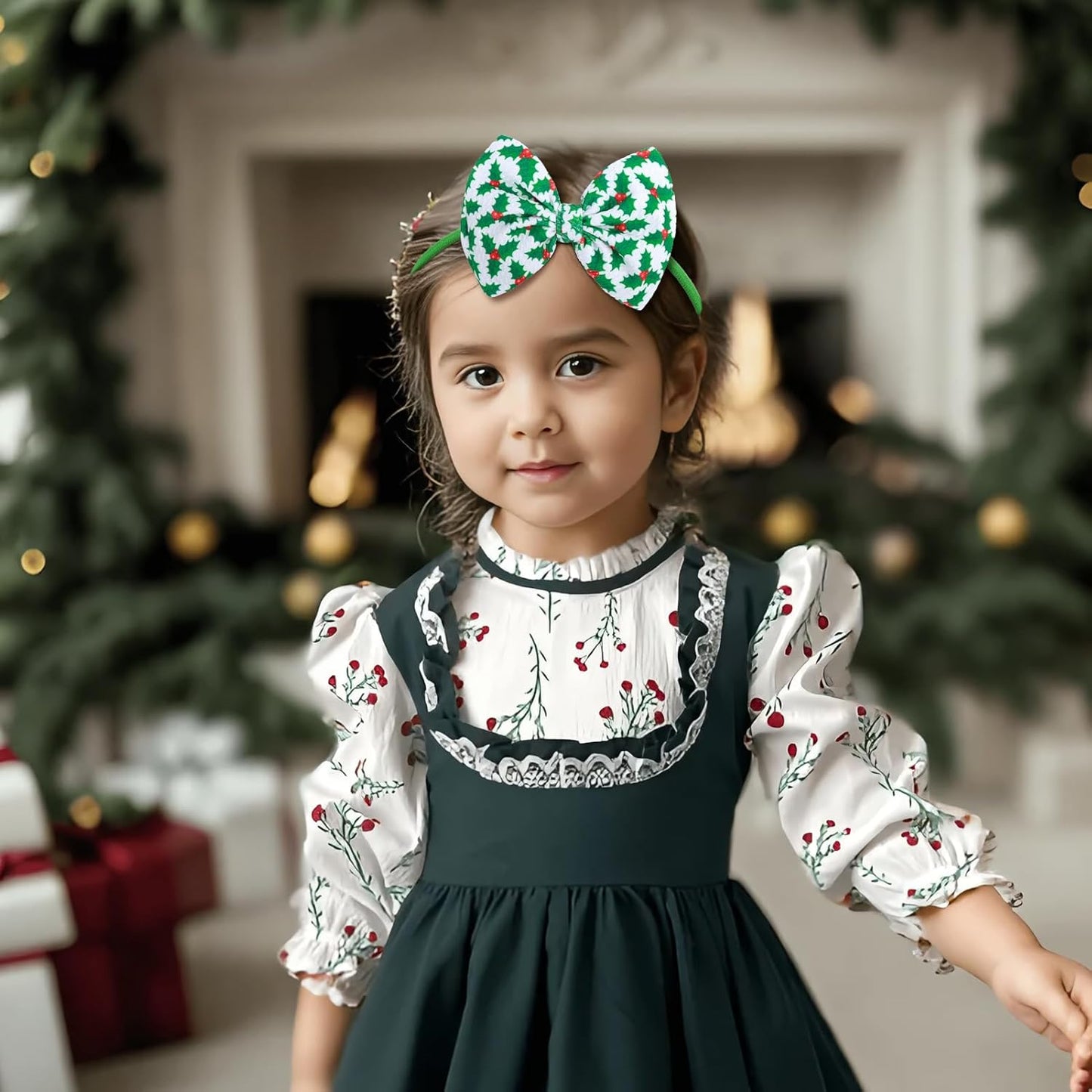 Christmas Baby Girl Bows Headbands Xmas Tree Headbands Candy Cane Hair Bow Elastic Nylon Hairbands Hair Accessories Newborn Infant Toddler