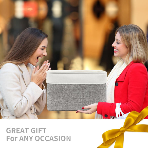 Large Fabric Storage Bins for Shelves 3 Pack Grey and White