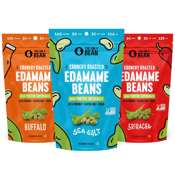 Crunchy Roasted Edamame Beans in Sea Salt, 4 oz, 3 Pack, Low Carb, Gluten-Free, Vegan