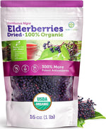 USDA Certified Organic Dried Elderberries 1lb Bulk Non Irradiated Non GMO Whole Black Elderberry