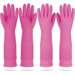 Mamison 2 Pairs Reusable Waterproof Household Dishwashing Cleaning Rubber Gloves, Non-Slip Kitchen Glove (Pink, Medium (Pack of 2))