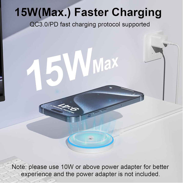MagSafe Charger 2 Pack 15W Magnetic Wireless Charger Fast Charging Pad Compatible with iPhone 17/16/15/14/13/12 Series & AirPods 4/3/2/Pro Magnetic MagSafe Charging Pad with Dual Ports