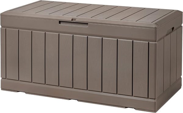 100 Gallon Waterproof Resin Deck Box for Patio Furniture and Garden Tools