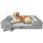 light gray, large, orthopedic, waterproof, XL dog bed with cooling gel foam and removable cover