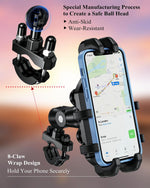 BRCOVAN Motorcycle Phone Mount Holder with Vibration Dampener, Anti-Shake Handlebar Cellphone Cradle for Bike Bicycle Scooter ATV, Adjustable Fit 5.4-6.9'' Smartphone