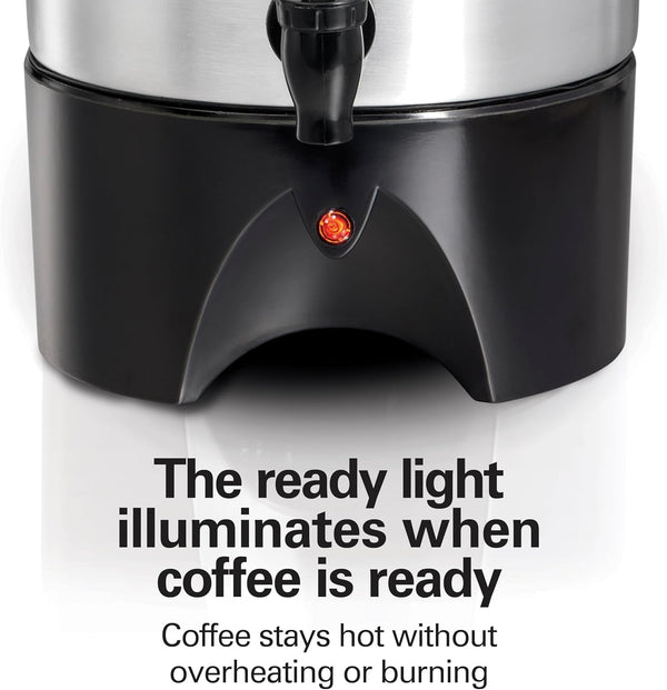 Hamilton Beach 45 Cup Coffee Urn and Hot Beverage Dispenser, Silver, Fast Brewing, Two-Way Dispensing