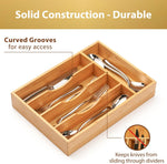 Bamboo kitchen drawer organizer for small drawers, 9 inch silverware tray holder