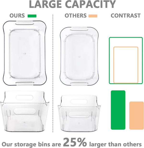 12 Pack Clear Plastic Storage Bins for Home and Office Organization